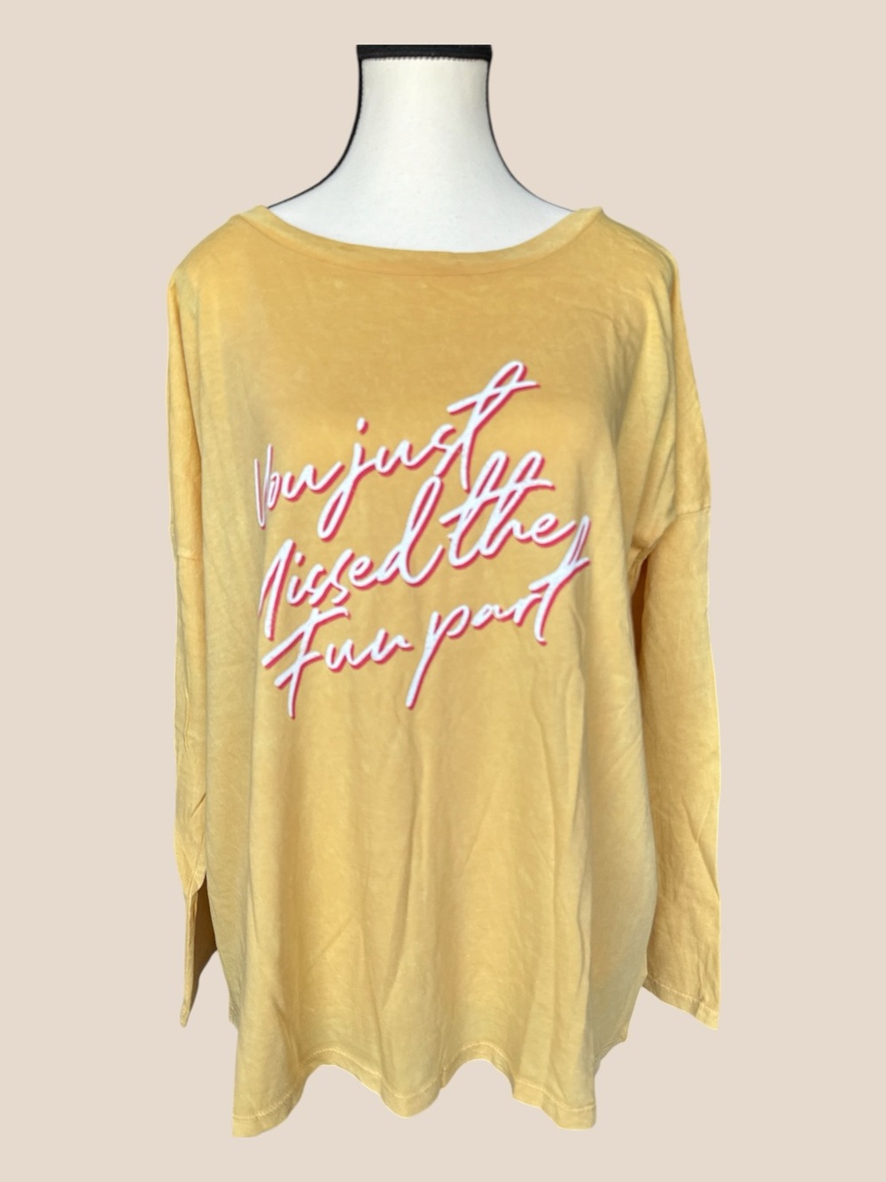 Promesa Vintage Canvas Oversize Graphic Tee S M L ‘You just missed the fun part!